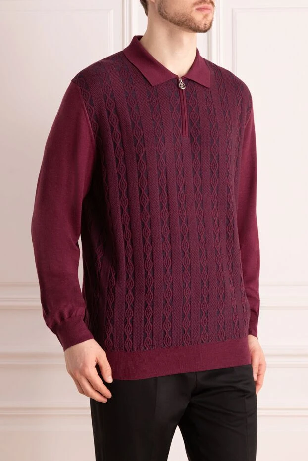 Stefano Ricci polo with long sleeves for men burgundy 175055 - photo 3