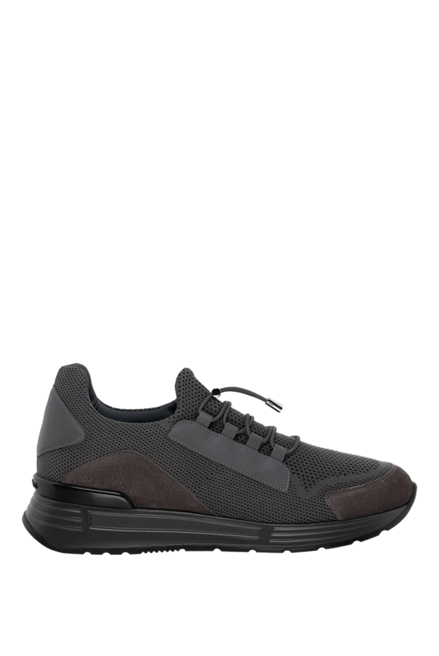 Кроссовки из кожи и полиэстера серые мужские - фото 1