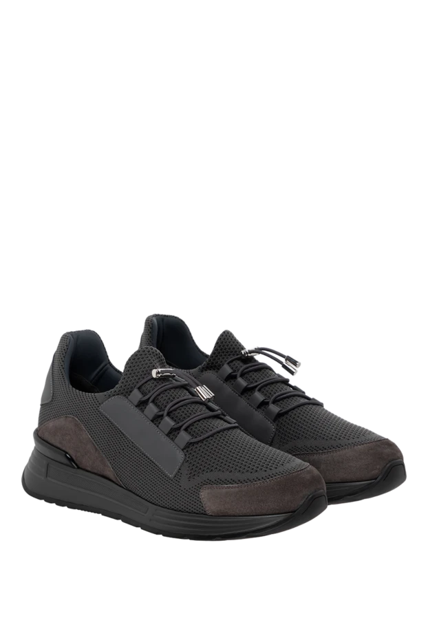 Stefano Ricci gray leather and polyester sneakers for men 175059 - photo 3