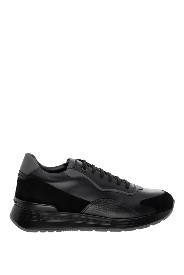 Black leather sneakers for men - photo 1