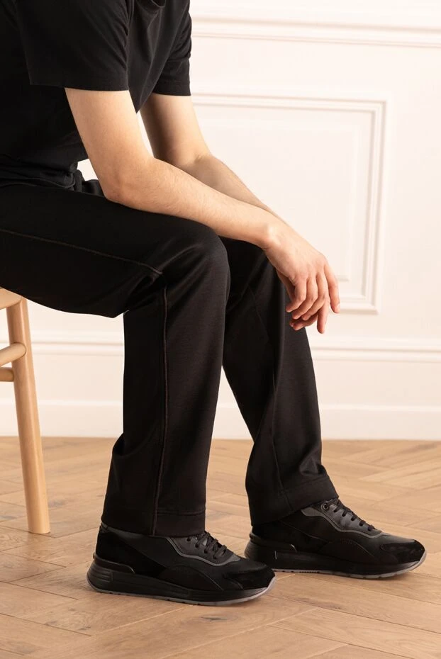 Black leather sneakers for men - photo 2