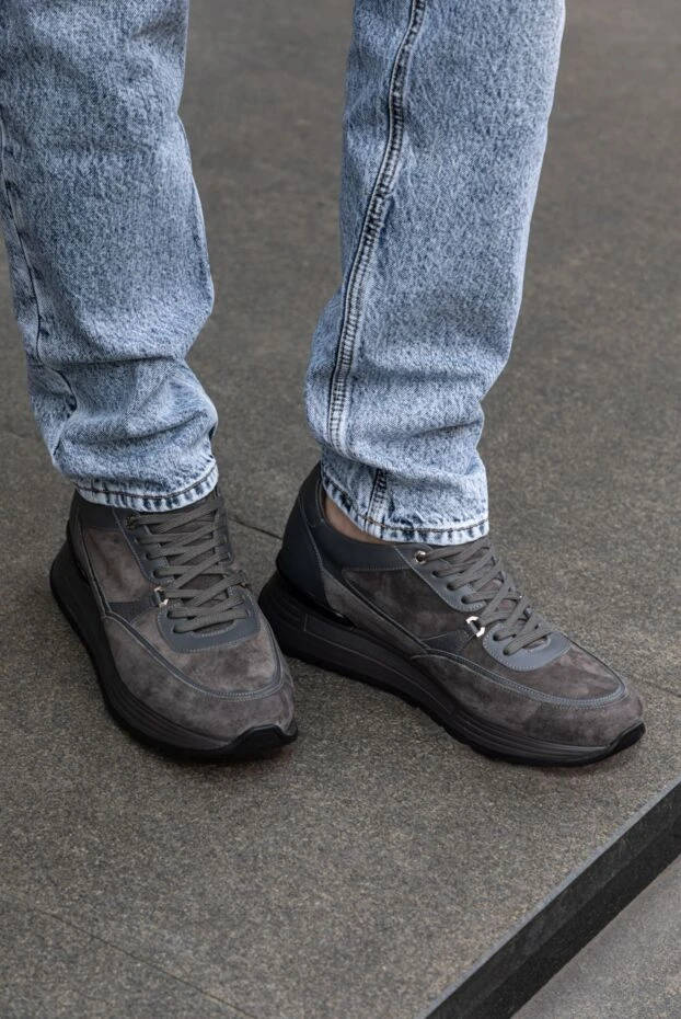 Кроссовки из нубука серые мужские - фото 2