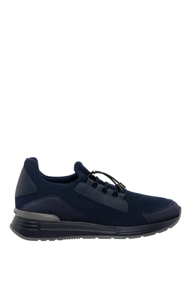 Blue leather and polyester sneakers for men - photo 1