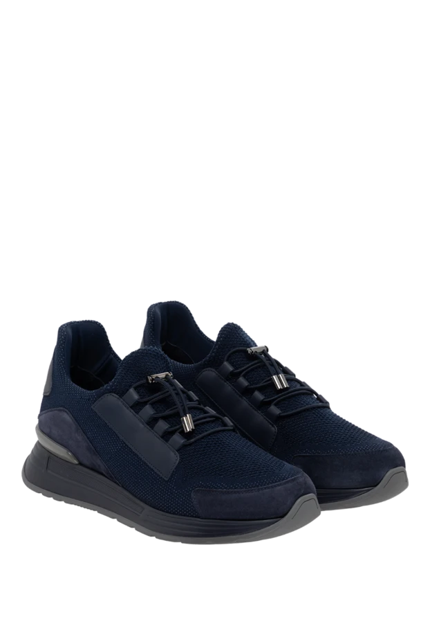 Stefano Ricci blue leather and polyester sneakers for men 175062 - photo 3