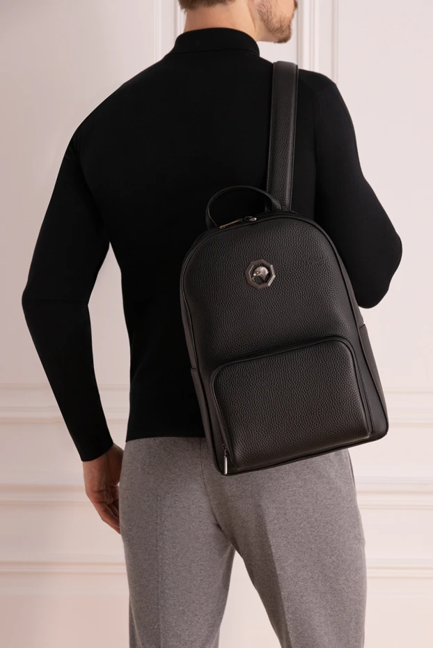 Рюкзак із натуральної шкіри чорний - фото 2