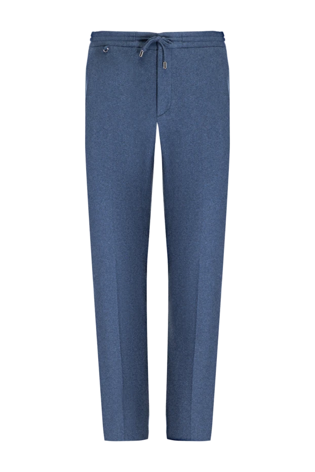 Stefano Ricci брюки мужские из хлопка и кашемира синие 175066 - фото 1