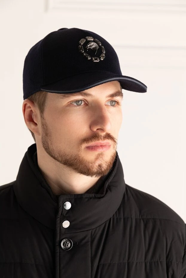 Кепка из кашемира синяя мужская - фото 2