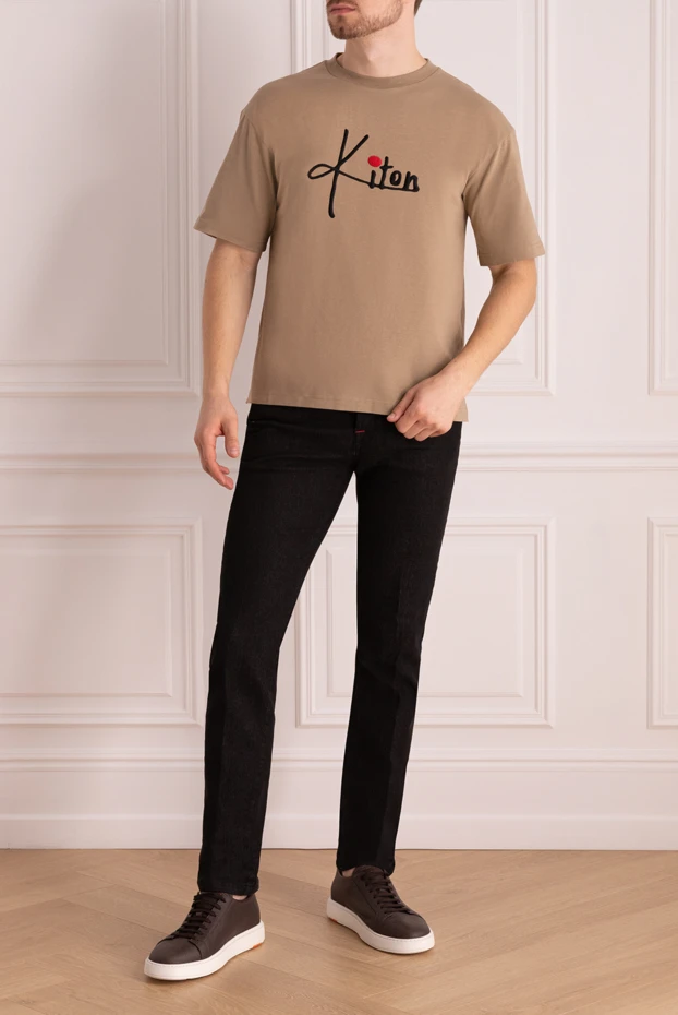 Kiton beige cotton t-shirt with brand logo 195816 - photo 2