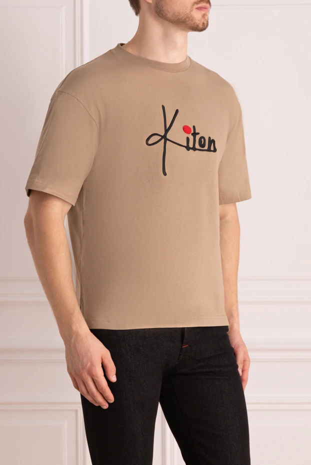 Kiton beige cotton t-shirt with brand logo 195816 - photo 3