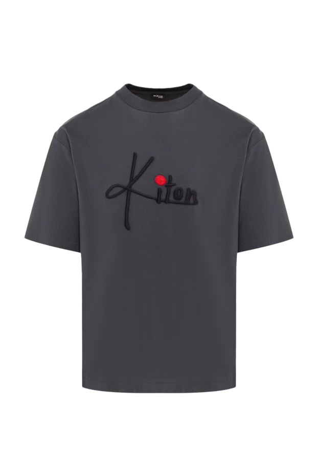 Kiton men's t-shirt, gray, cotton jersey, with logo accent 195657 - photo 1