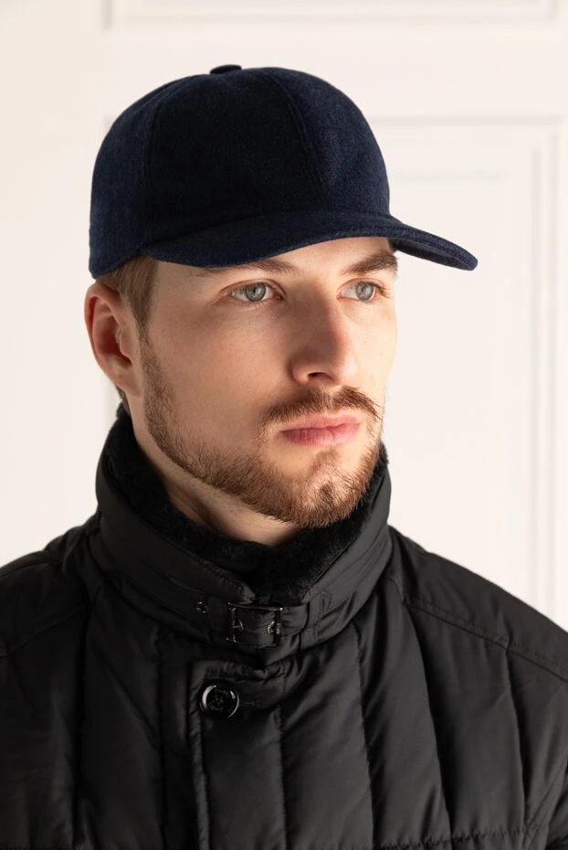 Cesare di Napoli man blue cashmere cap for men buy with prices and photos 175091 - photo 2