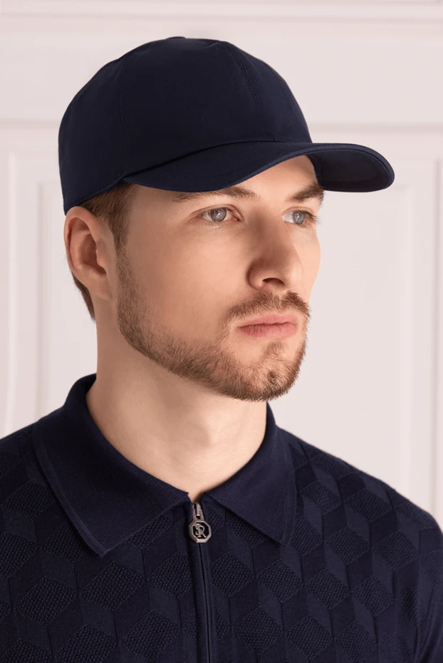 Cesare di Napoli man blue cotton cap for men buy with prices and photos 175095 - photo 2