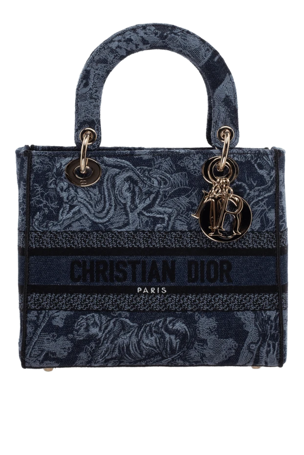 Dior сумка из хлопка синяя женская 175113 - фото 1