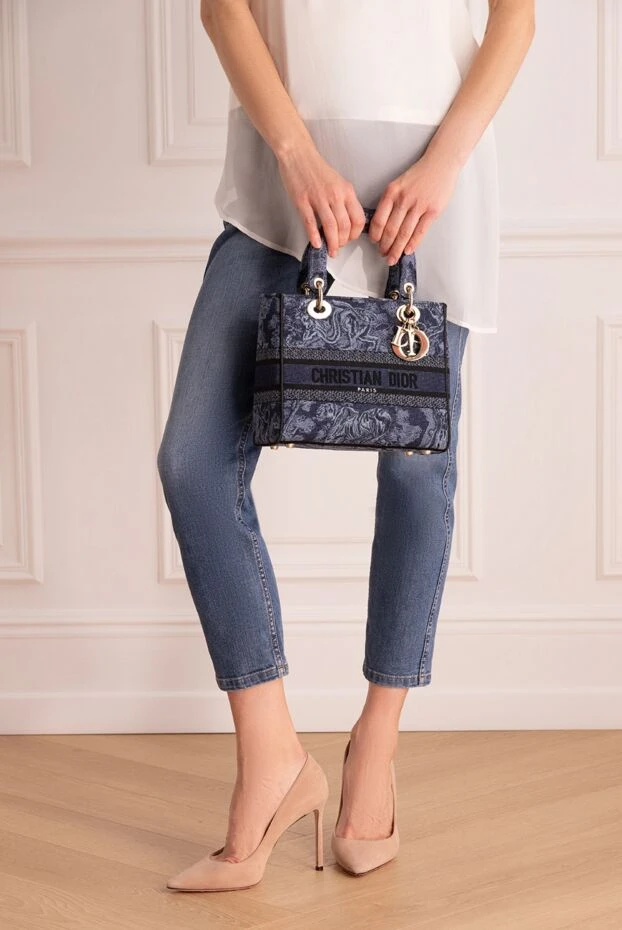 Dior женские сумка из хлопка синяя женская купить с ценами и фото 175113 - фото 2