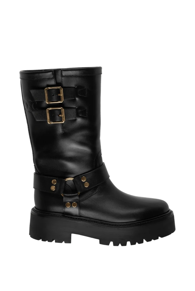 Black leather boots for women