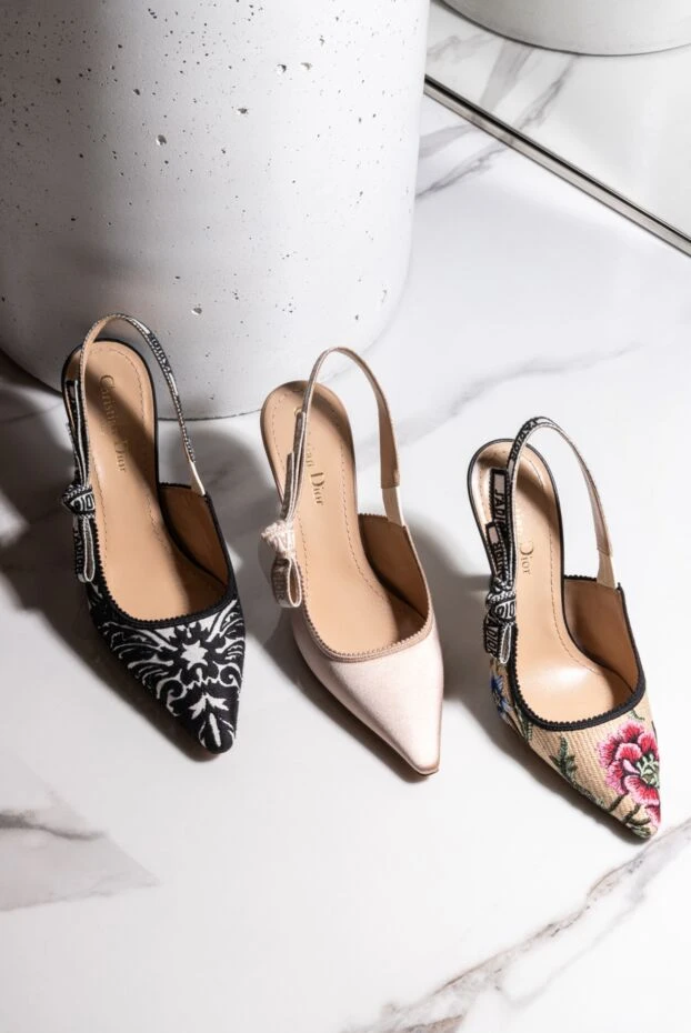 Dior fabric shoes with flowers and branded tape on the heel 175275 - photo 3