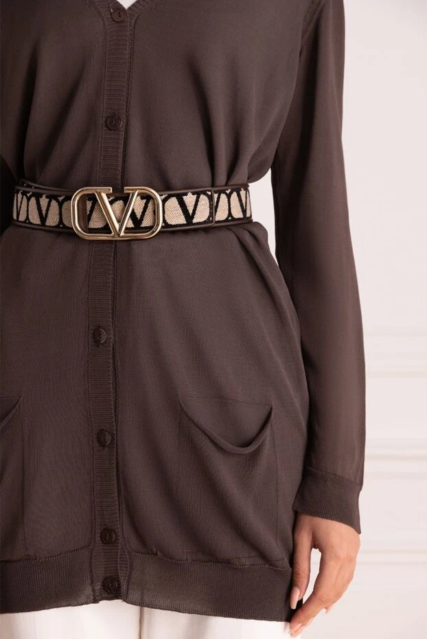 Valentino woman brown leather and tactel belt for women buy with prices and photos 175289 - photo 2