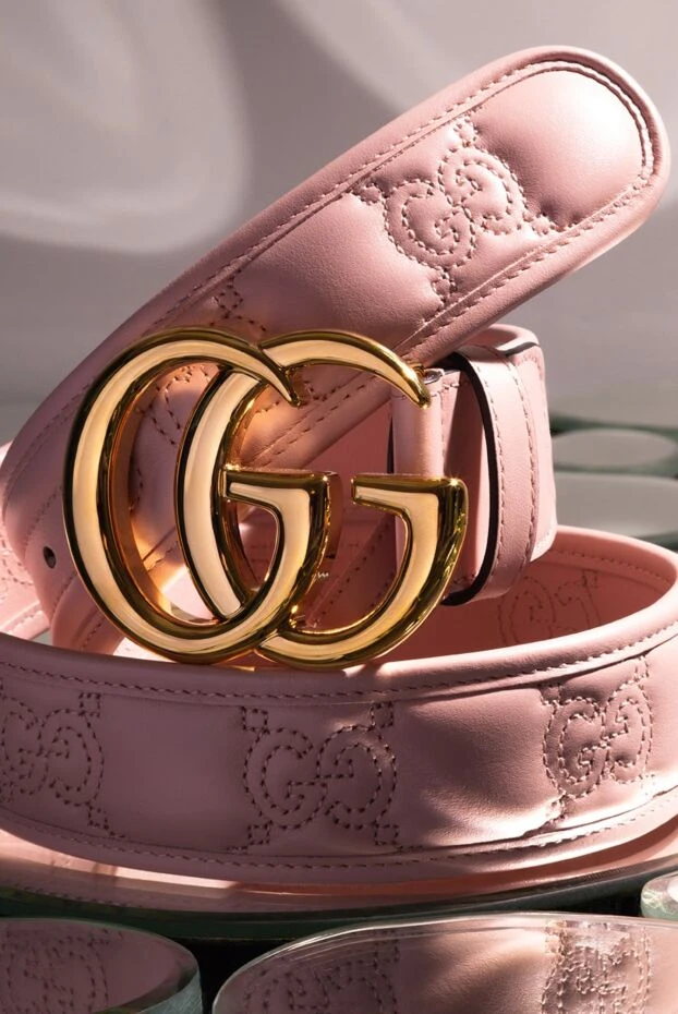 Gucci pink belt with 3d logo and textured pattern 175359 - photo 2