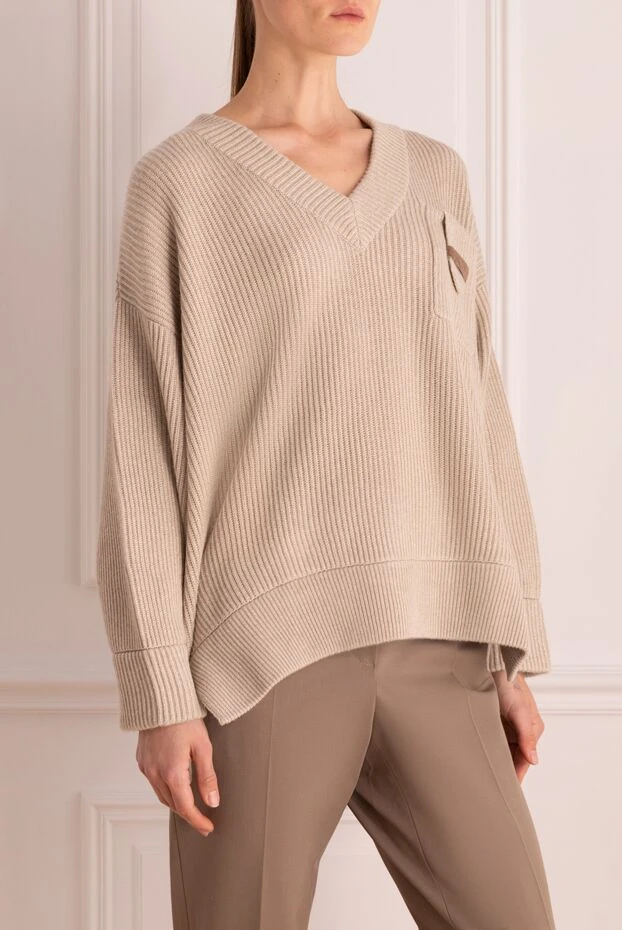 Brunello Cucinelli джемпер из плотного трикотажа в рубчик с декоративным карманом 175377 - фото 3