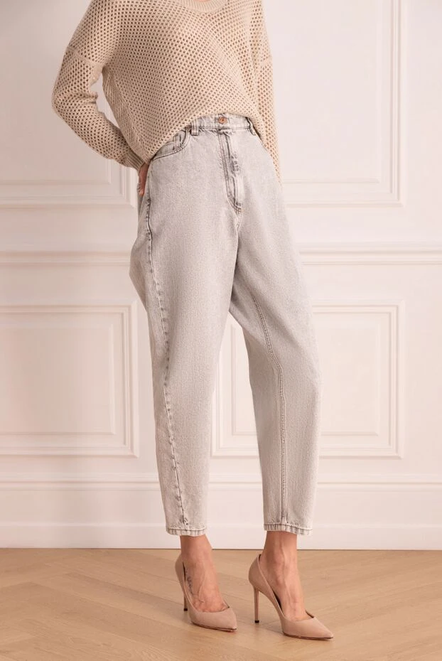 Brunello Cucinelli джинсы mom fit из выбеленного денима с высокой посадкойженские 175435 - фото 3