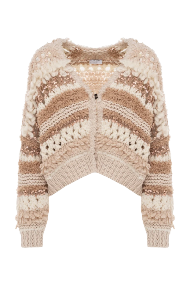 Cashmere cardigan beige for women - photo 1