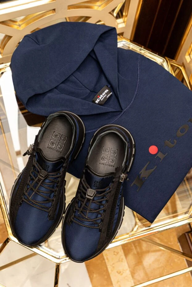 Kiton худи из хлопка и эластана синее мужское 175579 - фото 2