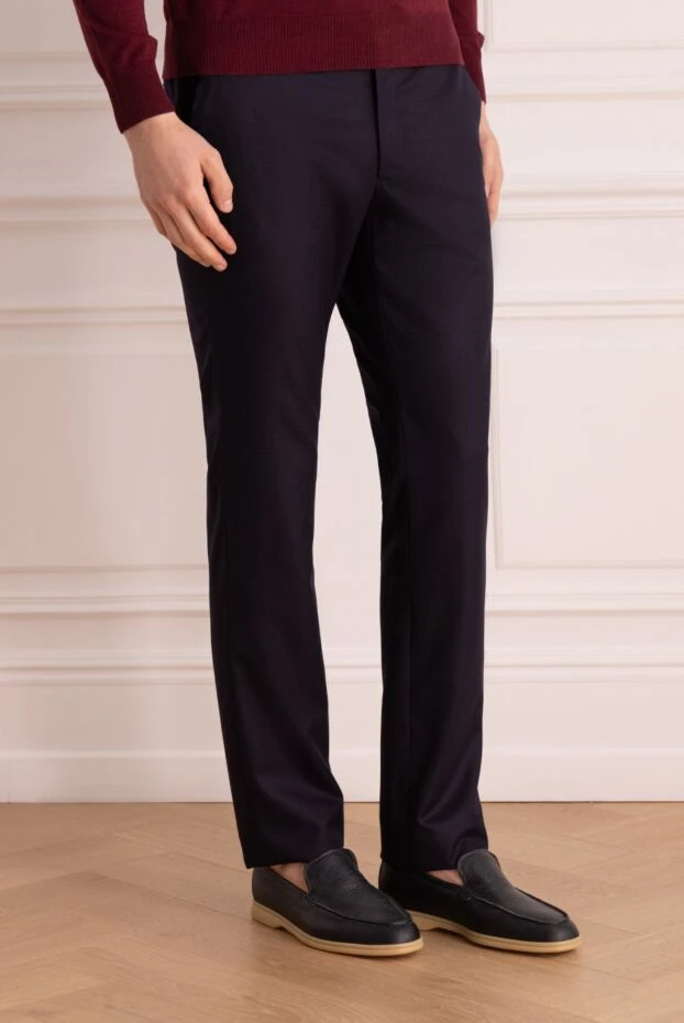 Cesare di Napoli man men's blue wool and cashmere trousers 175596 - photo 3