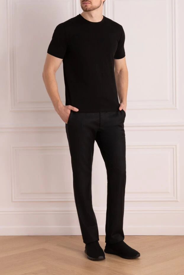 Cesare di Napoli man men's black wool and cashmere trousers buy with prices and photos 175588 - photo 2