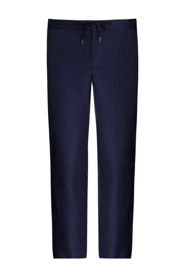 Blue wool and cashmere pants for men