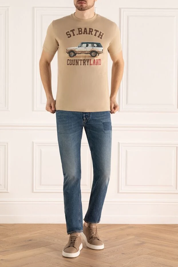 MC2 Saint Barth мужские футболка из хлопка бежевая мужская купить с ценами и фото 175611 - фото 2