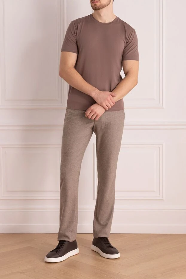 Cesare di Napoli men's beige-brown t-shirt with a round neck 196957 - photo 3