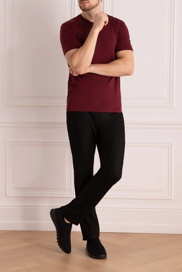 Cesare di Napoli t-shirt made of cotton and elastane burgundy for men 196963 - photo 2