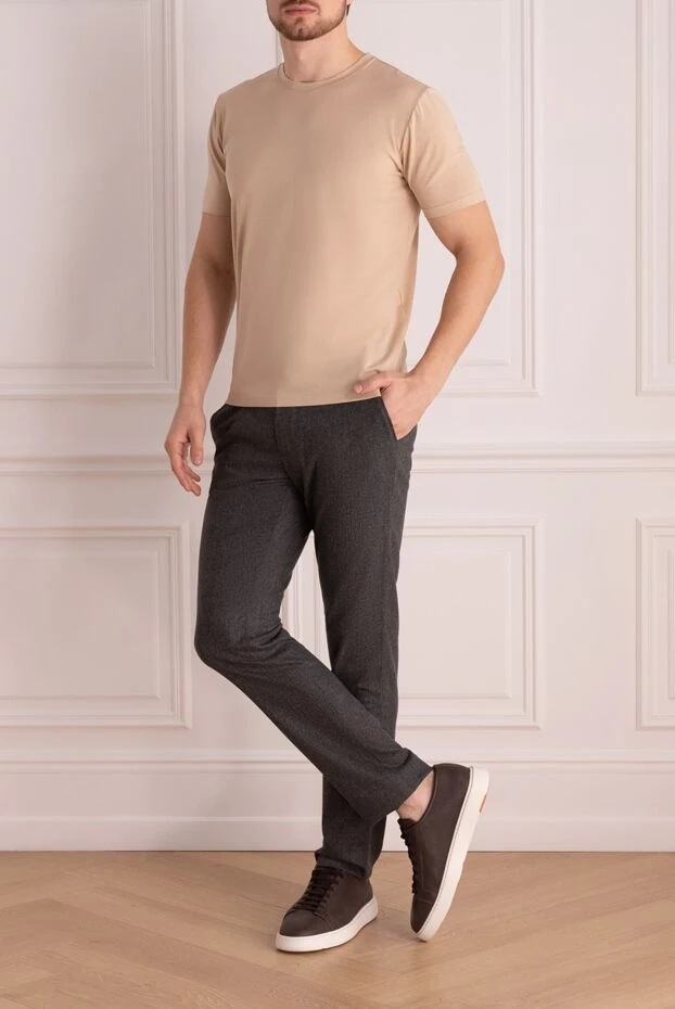 Cesare di Napoli man men's beige cotton and elastane t-shirt buy with prices and photos 175620 - photo 2