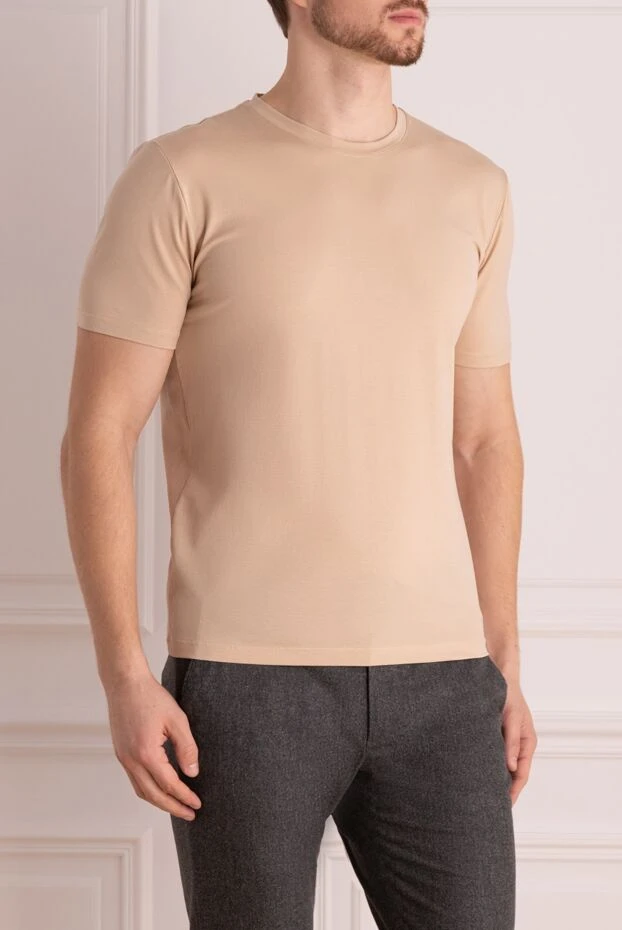 Cesare di Napoli cotton t-shirt, plain, sand color 196530 - photo 3