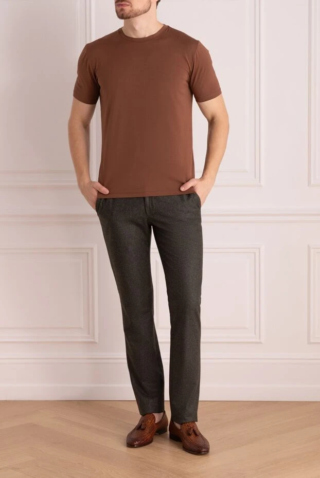 Cesare di Napoli chocolate colored cotton t-shirt with a round neck and short sleeves 196933 - photo 2