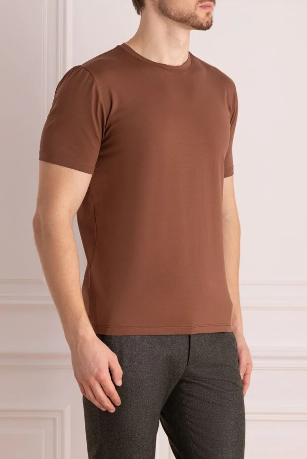 Cesare di Napoli chocolate colored cotton t-shirt with a round neck and short sleeves 196933 - photo 3