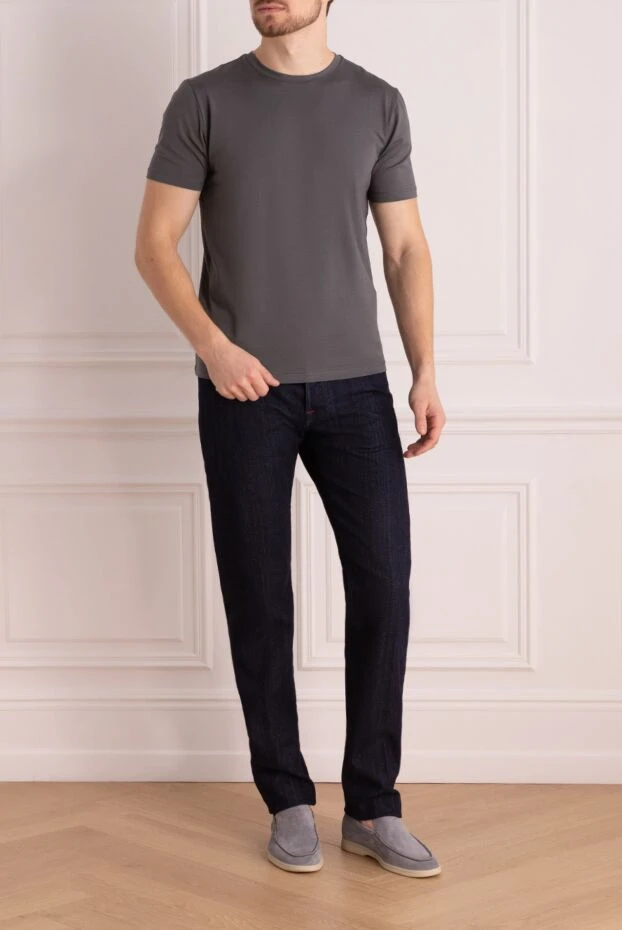 Cesare di Napoli men's cotton t-shirt with short sleeves, gray 195663 - photo 3