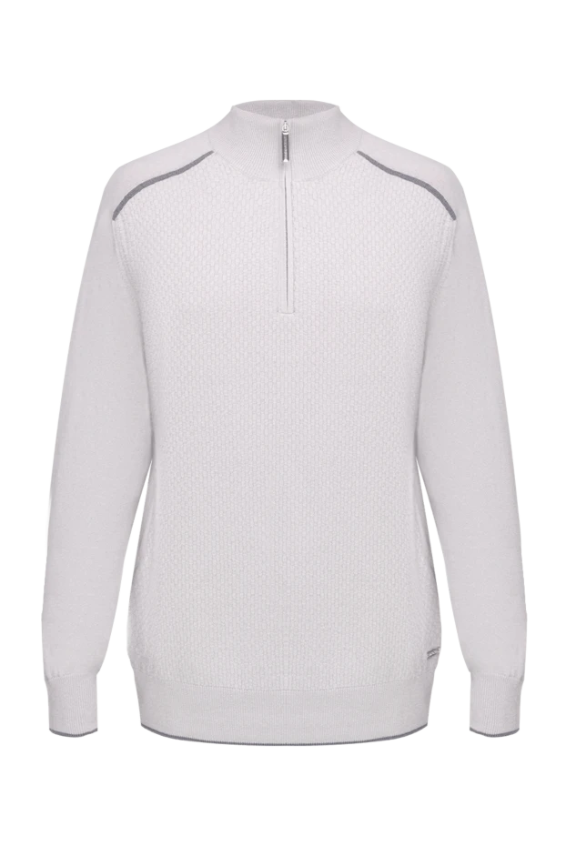 Stefano Ricci джемпер из кашемира и шелка мужской серый 175640 - фото 1