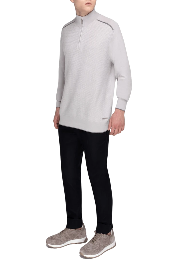 Stefano Ricci джемпер из кашемира и шелка мужской серый 175640 - фото 2