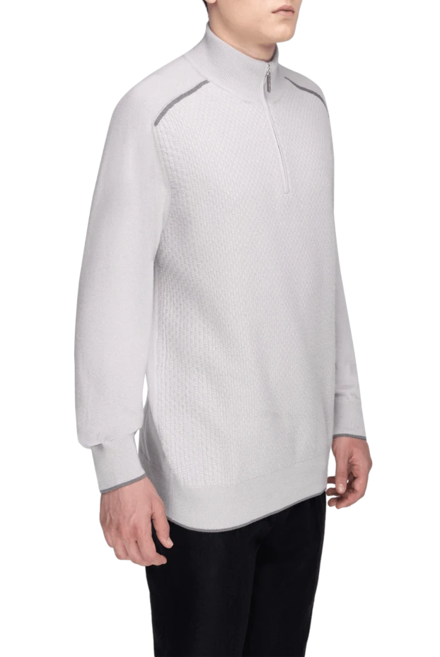 Stefano Ricci джемпер из кашемира и шелка мужской серый 175640 - фото 3