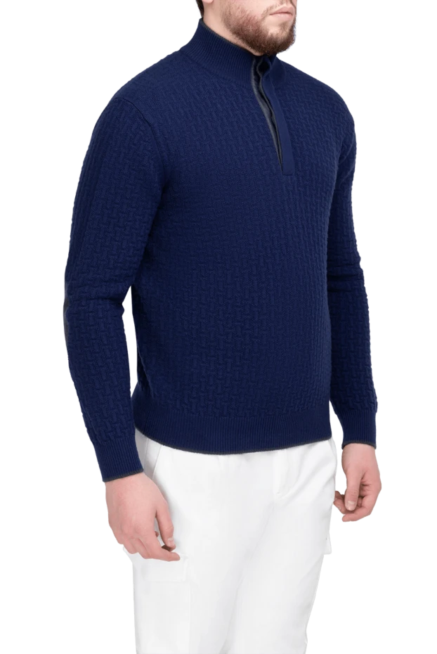 Stefano Ricci джемпер из кашемира фактурный мужской синий 175642 - фото 3