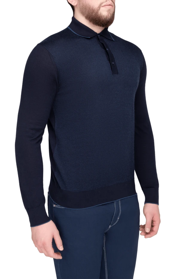 Stefano Ricci long sleeve cashmere and silk polo for men gray 175645 - photo 3