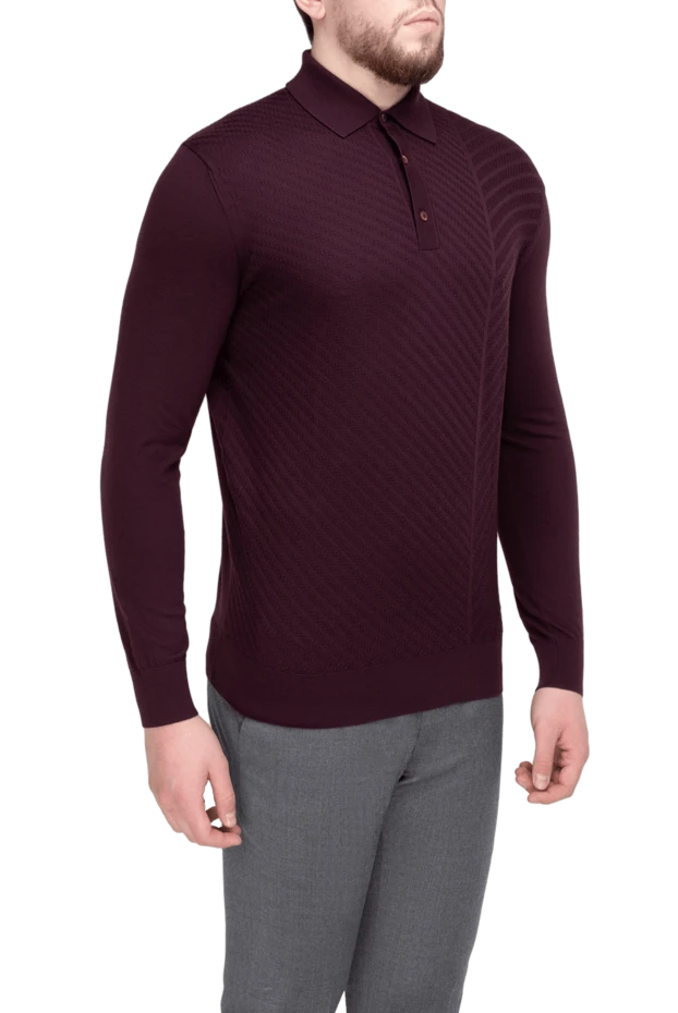 Stefano Ricci поло з довгим рукавом із вовни чоловіче бордове 175647 - фото 3