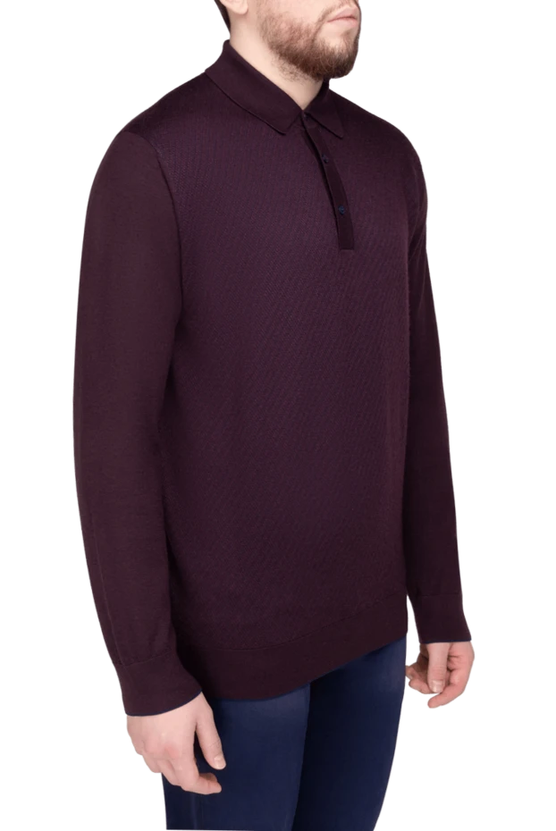 Stefano Ricci поло с длинным рукавом из кашемира и шелка мужское бордовое с длинным рукавом 175648 - фото 3