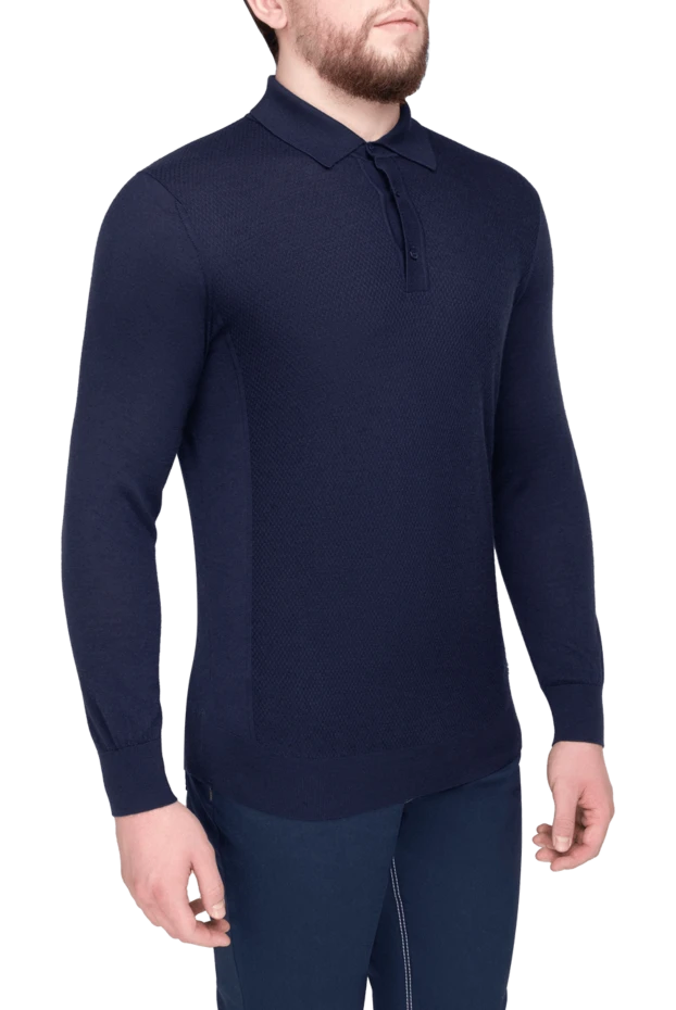 Stefano Ricci long-sleeved cashmere and silk polo for men blue 175651 - photo 3