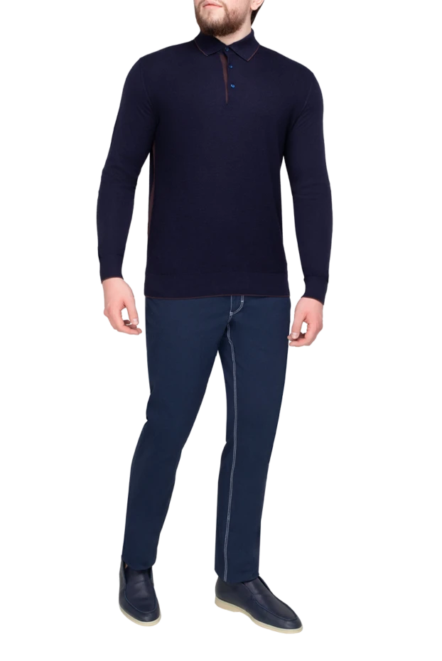 Stefano Ricci long-sleeved cashmere and silk polo for men blue 175653 - photo 2