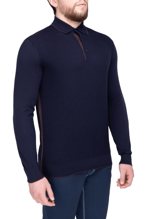 Stefano Ricci long-sleeved cashmere and silk polo for men blue 175653 - photo 3