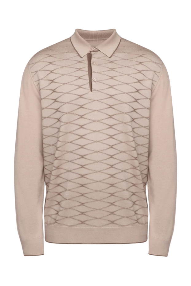 Stefano Ricci long sleeve polo shirt in cashmere and silk, beige, with diamonds 175654 - photo 1