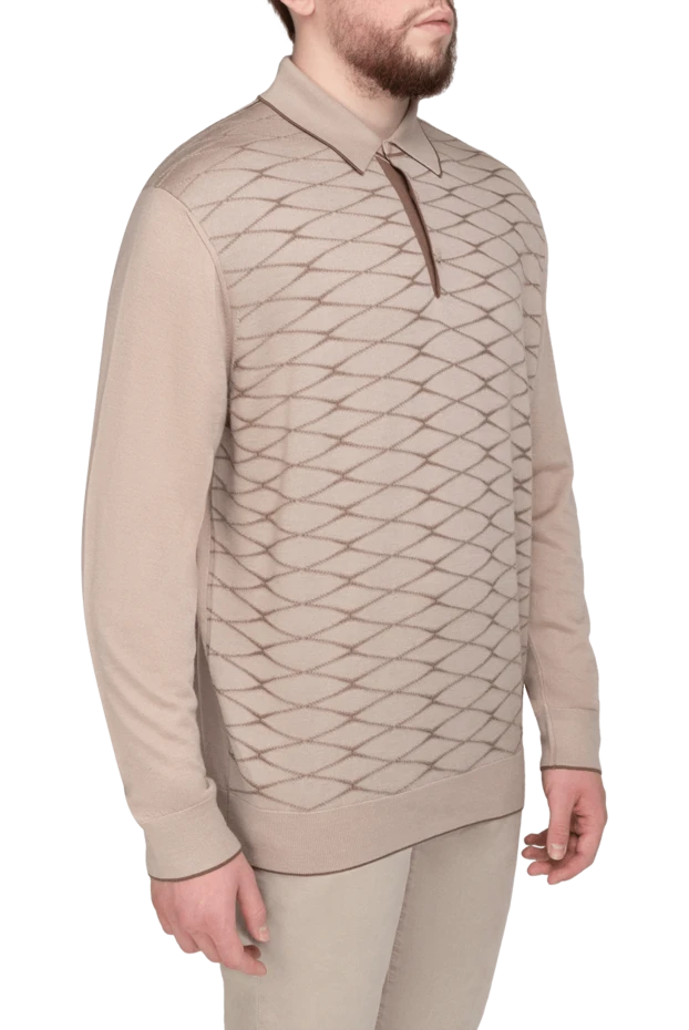 Stefano Ricci long sleeve polo shirt in cashmere and silk, beige, with diamonds 175654 - photo 3