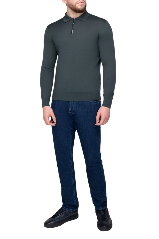 Stefano Ricci поло з довгим рукавом із кашеміру та шовку чоловіче зелене 175657 - фото 2